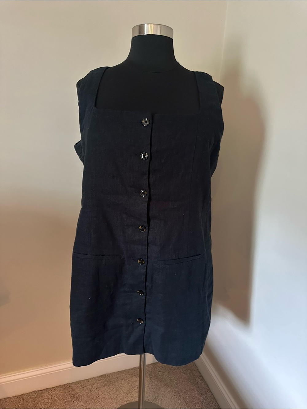 Abercrombie Black Linen-Long Vest or short Dress - Womens XXLP